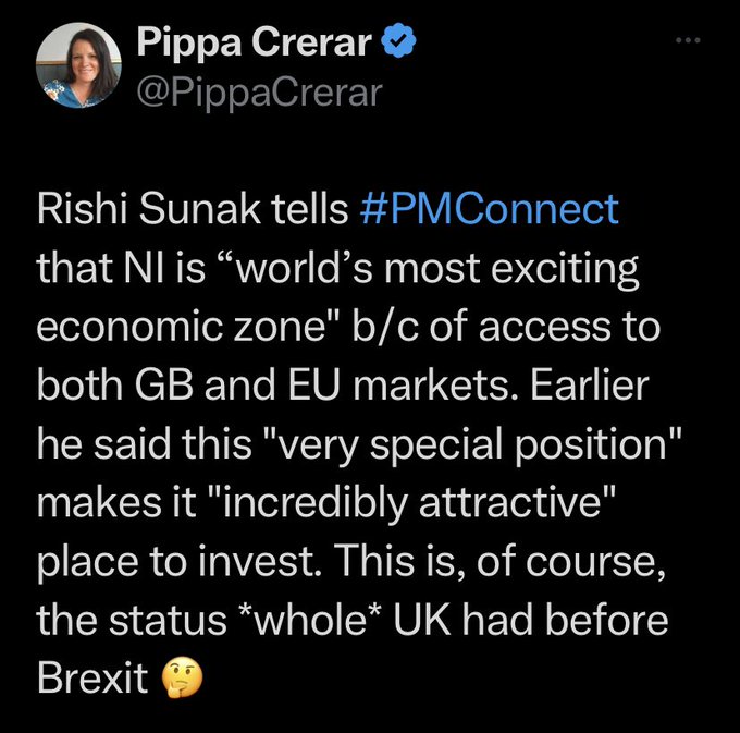 BjCruickshank's tweet photo. Does Sunak's Windsor Agreement break the Acts of Union, by allowing one part of the union to have different trading rules from the others? https://t.co/p5OmDAWDso