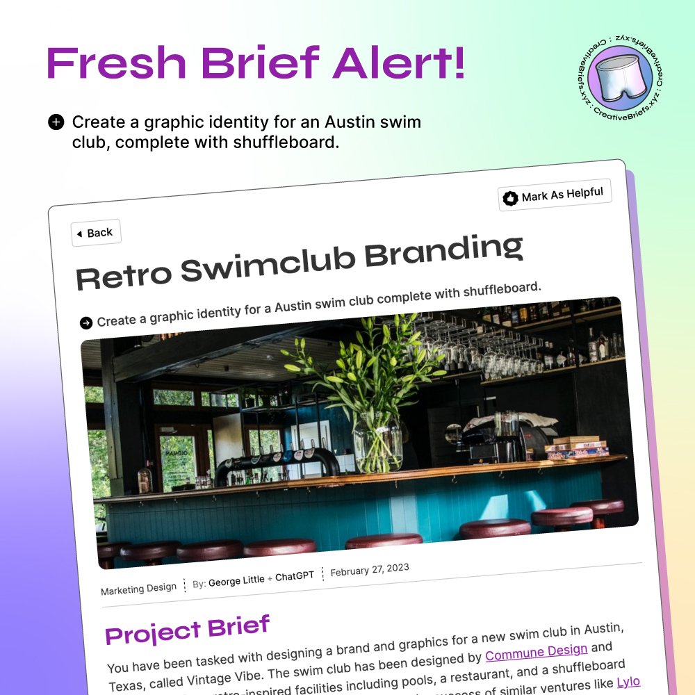 🎉 Fresh Brief Alert! - Create a brand for an Austin-based retro inspired swimclub! - this brief is perfect for designers looking to expand their branding portfolio. CreativeBriefs.xyz #graphicdesign #branding  #visualdesign #Logo #learndesign