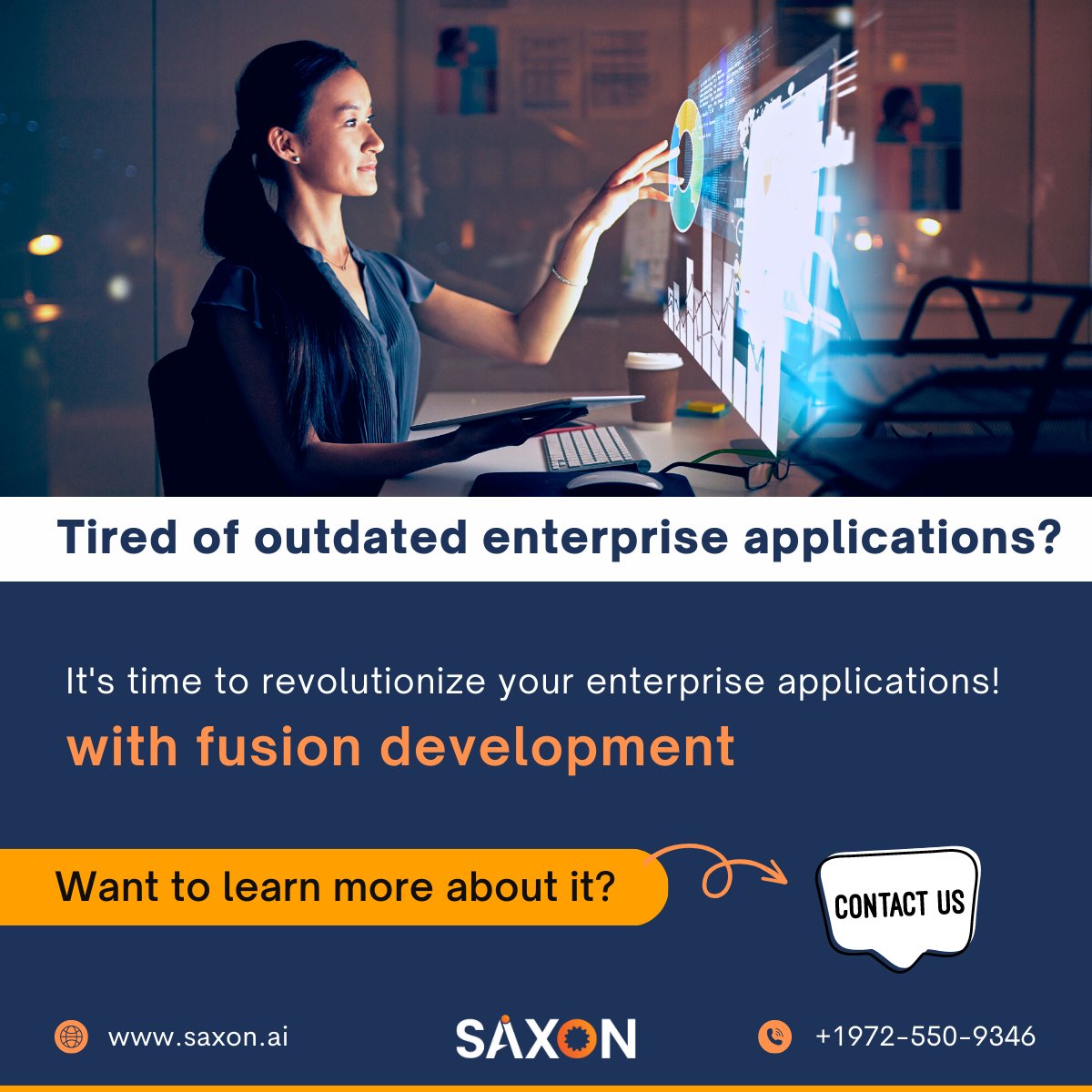 saxon_ai's tweet image. Hey there! Are you tired of outdated #enterprise applications which are slowing down your team’s productivity? Well, it’s time to kick things up a notch with the power of #fusiondevelopment #MicrosoftPowerPlatform and #Saxon expertise!
Want to learn more about it? Contact us