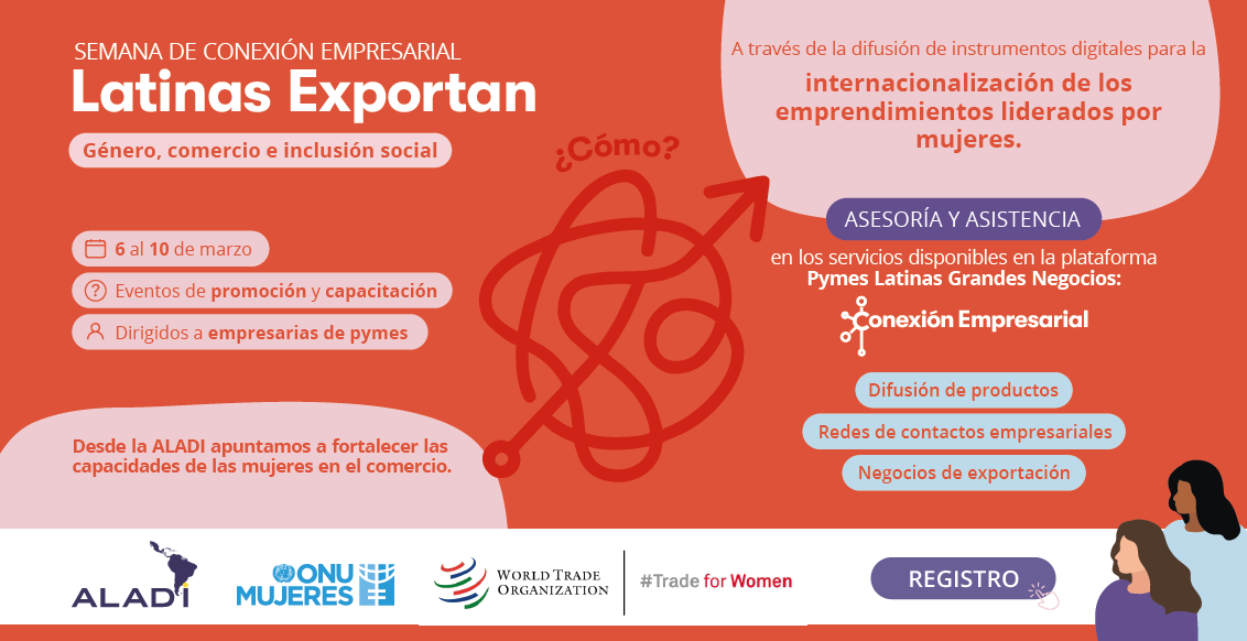 rocontreraspz's tweet photo. En el marco del Día Internacional de la Mujer, participa en la "Semana de Conexión Empresarial, Latinas Exportan" de @ALADI_SG. 

Habrá capacitaciones, asesoría y relacionamiento con empresas lideradas por mujeres de América Latina y el Caribe. 

Info: 
https://t.co/Uq3BiG9WB9 https://t.co/WQZcfgPlRT