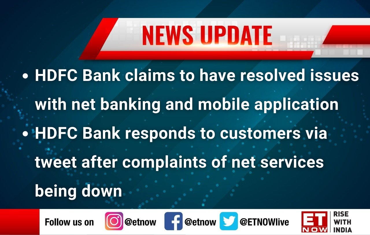 ET NOW on Twitter "NewsAlert HDFC Bank net banking, mobile banking