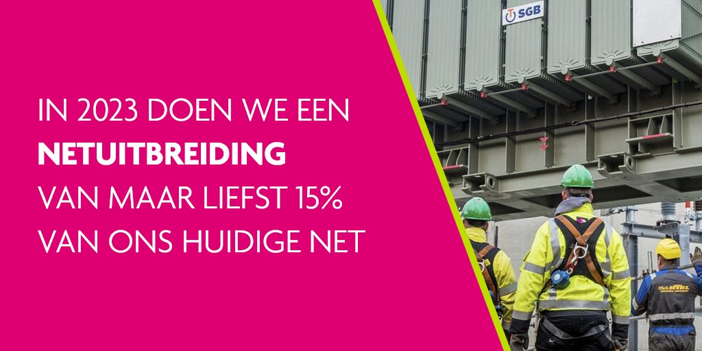 We gaan onze #netcapaciteit komend jaar uitbreiden met 2.000 Megawatt. Dit is 15% van onze netcapaciteit op dit moment. 🏗️ Met de uitbreiding kunnen we 600.000 woningen met #zonnepanelen van stroom voorzien. Zo dragen we bij aan de #energietransitie. 🌞