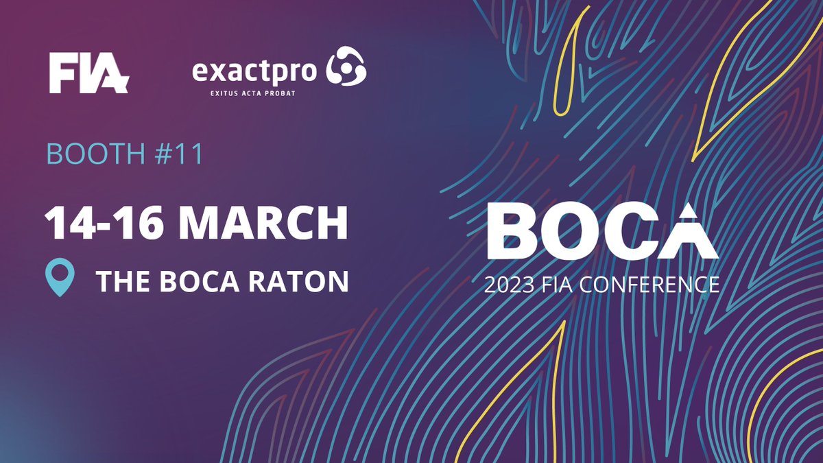 exactpro's tweet image. Meet the @exactpro team @FIAconnect’s #FIABoca at Booth #11. The 3-day programme will explore the future of financial markets, challenges &amp;amp; opportunities for exchanges in the coming years, current developments in #DistributedFinance &amp;amp; more bit.ly/3KMz2tI
#FIA
