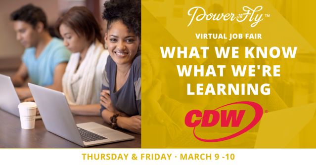 TriciaLively's tweet photo. Meet @CDWCorp at the @PowerToFly Diversity Reboot Summit Virtual Job Fair on 3/9! You'll have the opportunity to chat with recruiters and learn about our open roles. Register today! #cdwsocial https://t.co/Si0T4wDQm9 https://t.co/jWejfXwbTh
