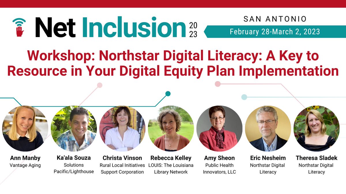 I’m excited to share how we’re using @NorthstarDigLit in the LA Statewide Digital Inclusion Pilot at this #NetInclusion23 workshop today! 

We’re bridging the digital skills divide in Louisiana! #DigitalEquityNOW 

@netinclusion @louislibraries  @LA_Regents