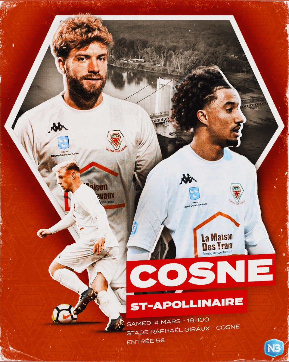 UCS_Cosne_Off's tweet photo. 🔴⚪️ 𝐔𝐂𝐒 𝐂𝐎𝐒𝐍𝐄 𝗏𝗌 𝐒𝐀𝚰𝐍𝐓-𝐀𝐏𝐎𝐋𝐋𝚰𝐍𝐀𝚰𝐑𝐄 🟢⚪️

Ce week-end, nos Cosnois reçoivent l'ASC Saint-Apollinaire Football ! Match crucial dans la course au maintien puisque les deux équipes ne sont séparés que d'un point !

🕓 | Samedi 4 Mars - 18H00 - Cosne https://t.co/rClDmQVu7E