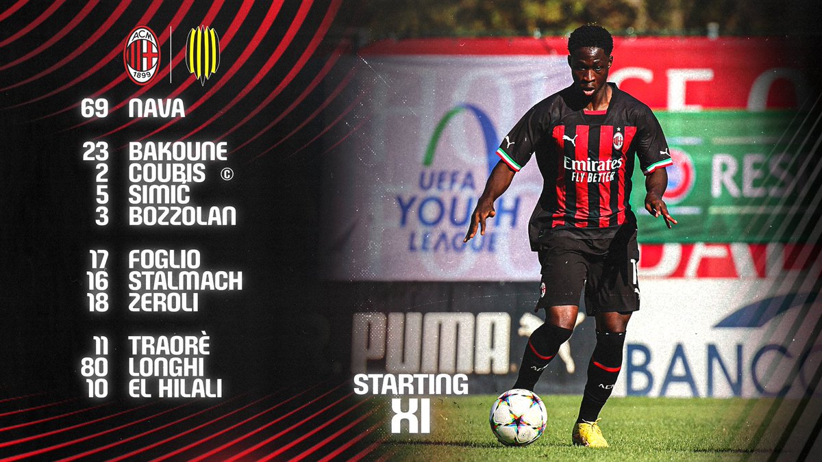 #MilanPrimavera starting XI! 

Underway in just under half an hour at the #PumaHouseOfFootball against #RukhLviv

#Abate #YouthLeague #Uefa #SempreMilan #AcMilan #Milan