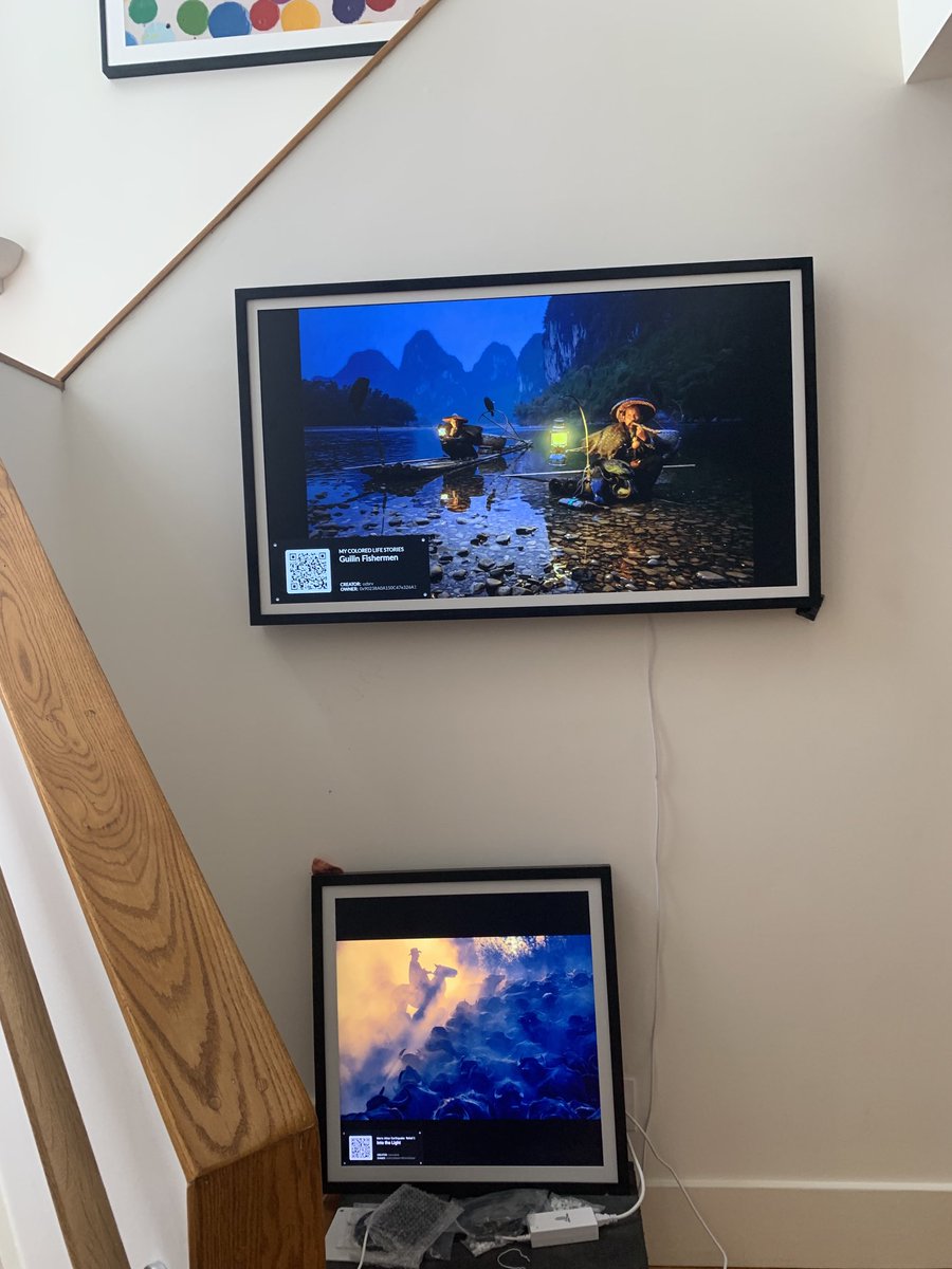 GM - two Turkish artists.  Upper - Ozlem Bykvrn’s “Guilin Fishermen from her “My colored Life” Series.  This will be displayed at NFT NYC.  Lower - Meric Aktar’s “Into the Light” now available on Manifold.  He lost everything to the quake. ⁦<a href="/ozbrv/">özlem</a>⁩ ⁦<a href="/mericaktar/">Meriç Aktar</a>⁩