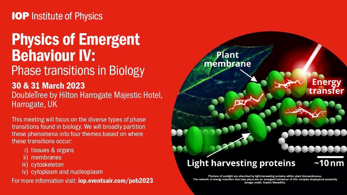 📢Call for abstracts: Interested in presenting your research at the Physics of Emergent Behaviour event in Harrogate from 30 - 31 March 2023. Submit an abstract online at iop.eventsair.com/peb2023/ before 6 March 2023.