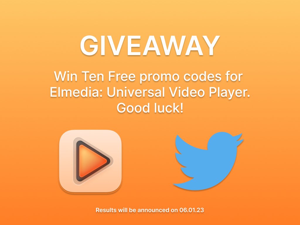 A #giveaway of Ten #Free promo codes for Elmedia: Universal Video Player!

Open for the entire spring!

This is your chance to experience all the features of this advanced media player.

To enter, simply…

♻️ #RT This Post!
📍Tag A Friend!
👍Like This Post!
🏃‍♂️#follow us!