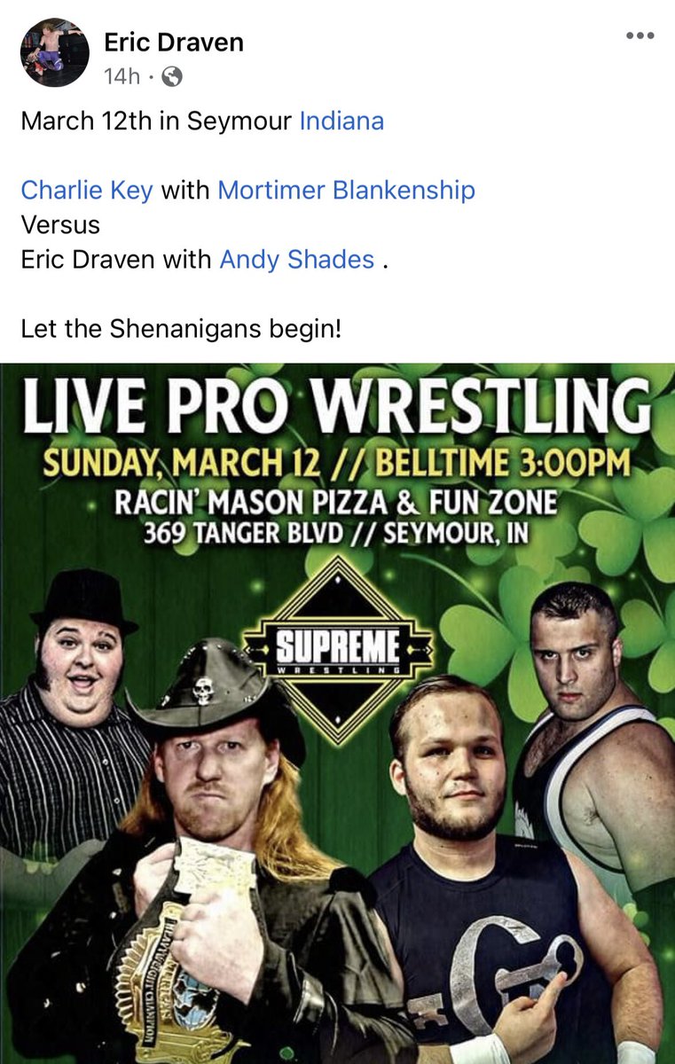 Shades will be in the corner of <a href="/Custommadedrav1/">Eric Draven</a>  Sunday March 12. Check out the latest episode of BACC Talk for more. BACC Talk on Facebook. #podcast #coolerwithshades #seeclearly #Supreme #prowrestling #AEW #WWE #manger #NutKick #Shenanigans