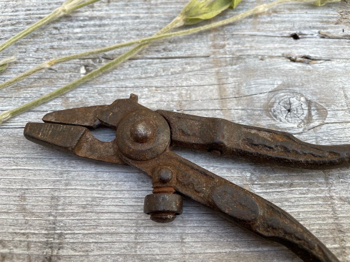 Old cable crimping tool, vintage rusty pliers etsy.me/3y1Le2h #rustytool #primitivehandtool #farmdecor #rustymetal #rustysteel #oldhandtools #antiquehandtools #vintagehandtools #rustypliers