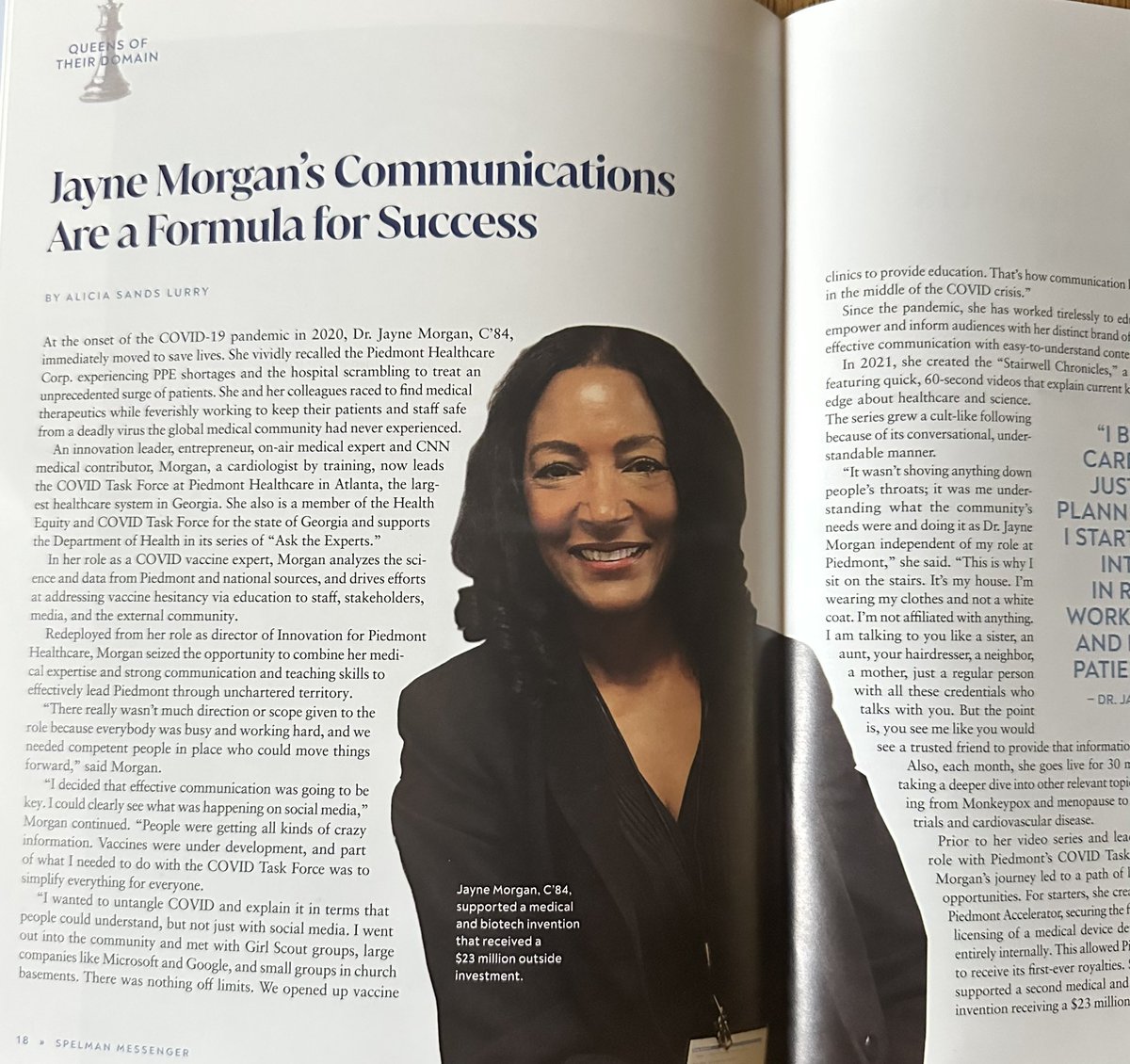 I am highlighted in the latest edition of the #SpelmanMessenger for my work in medical communications, including the creation of the #StairwellChronicles series. Love the acknowledgement from my dear alma mater @SpelmanCollege. #medicalcommunications #information @PiedmontHealth