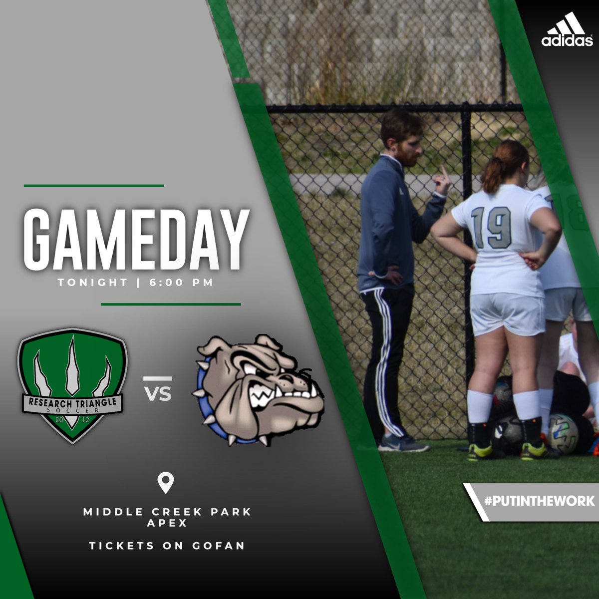 SEASON OPENER!

⚽️ <a href="/RTHSSoccer/">RTHS Raptor Soccer</a> (0-0)
🆚 DSA (0-0)
🕕 6:00 p.m.
📍 Middle Creek Park, Apex (Field 2)
🎟️ via GoFan: gofan.co/app/events/914…

#PutInTheWork #GoRaptors