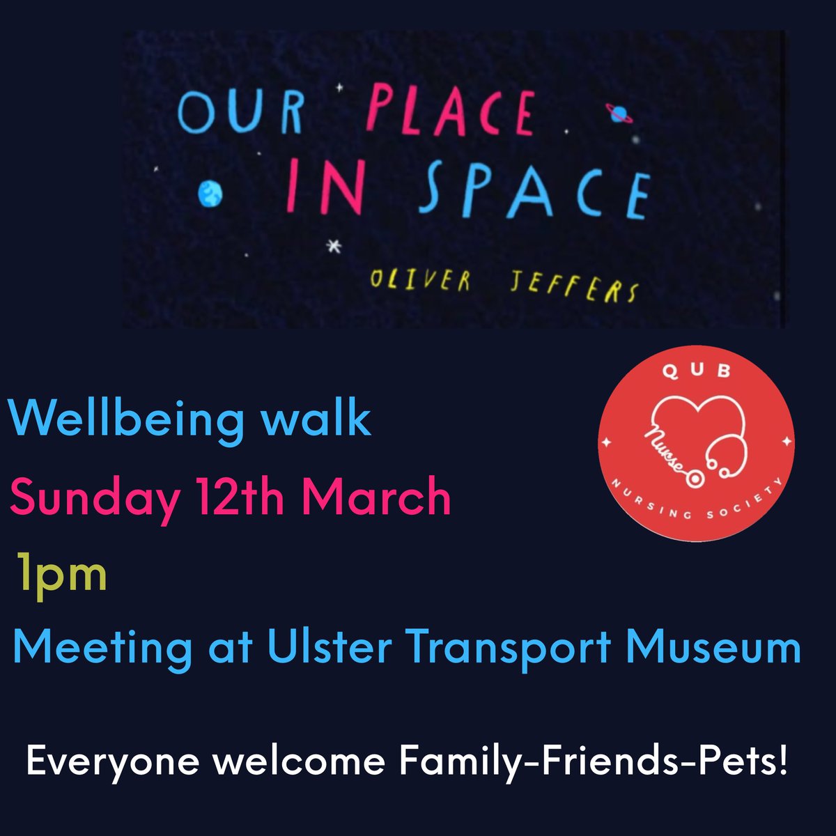 Join us next Sun 12th Mar at 1pm to experience Our Place in Space, a group walk focused on wellbeing, providing insight and perspective to our world. A great chance to get together in the fresh air, meet new people and do some physical exercise, with some socialising after! 🌙🌍