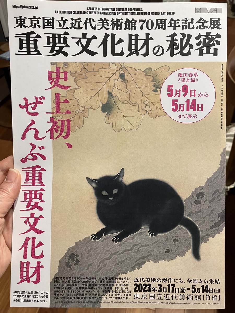 見に行きたいけど春草のネコチャンは展示期間短いから気をつけないとな 