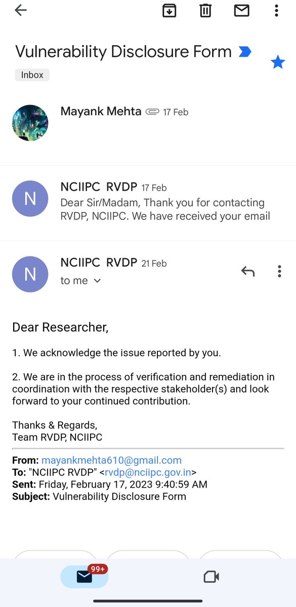 Maxcyber882's tweet image. I got acknowledgement from Indian Goverment for finding security vulnerability in indian goverment website (happy to secure)😊
#nciipc #bugbounty #webpentesting