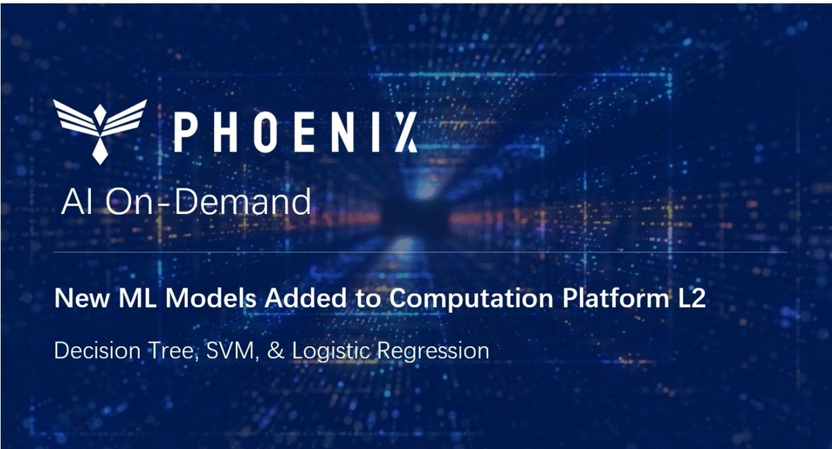 New machine learning models can be computed via our Computation Platform (L2) with a click!. All models are computed via our AI Node Network – training and testing model results are synced to IPFS. New models will be added  regularly. 

More info: computation.phoenix.global