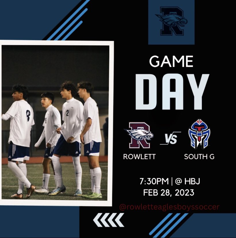 Come out and support your eagles today‼️
🆚 South Garland 
⏰7:30 pm
🏟️HBJ stadium 
🗓February 28th