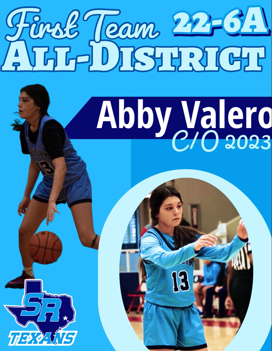 Thankful to be selected for 22-6A First Team All District🌟💙🙏 

Season Stats
16 PPG
5 APG 
2 SPG