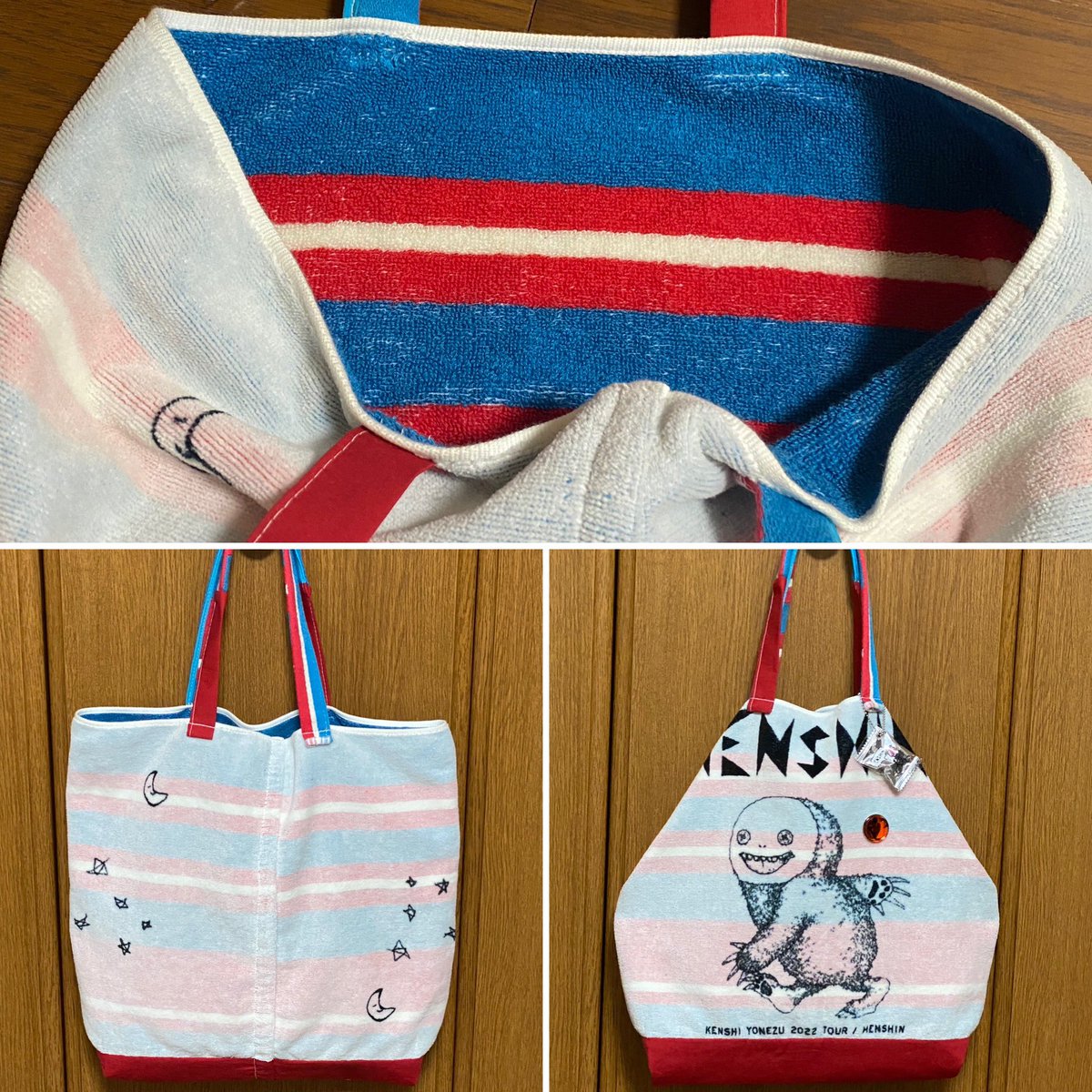 HENSHIN タオルをトートバッグにリメイク✨ 裏表可愛いので裏地なしで