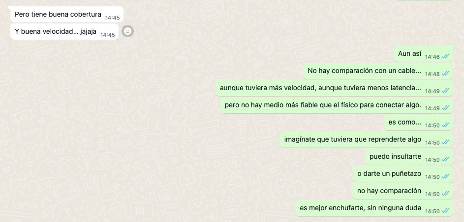 deividmarshall's tweet image. Aquí le insisto a mi amigo @Julian_84 en la diferencia entre conectar algo por WiFi y por ethernet, y creo que es el mejor ejemplo que se me ha ocurrido en la vida. #SinOdio #computers #informatico #tecnología