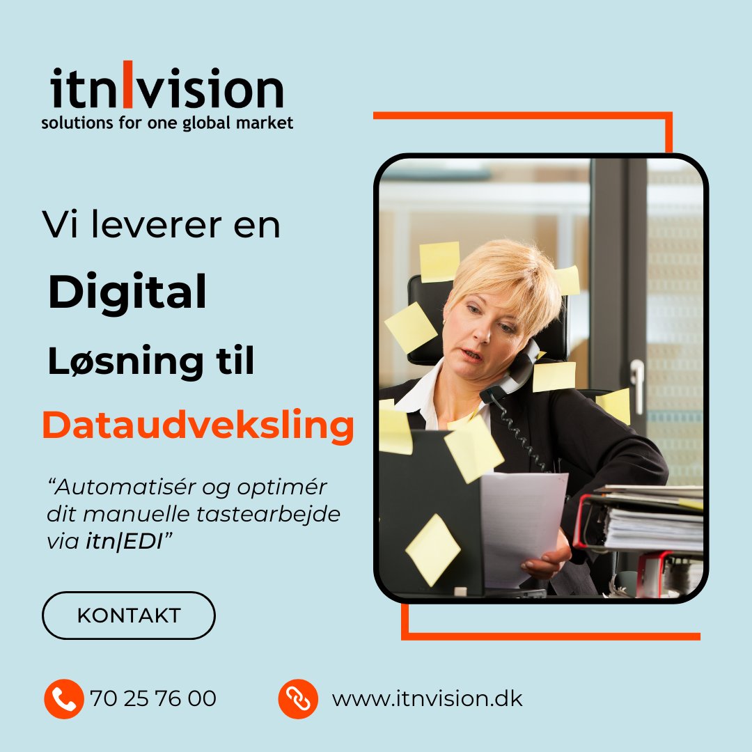itnSalg's tweet image. Bruger du for meget tid på papirnusseri? 📑

Så kan du overveje at automatisere og digitalisere dit manuelle papir- og tastearbejde via appen itn|EDI 🔄