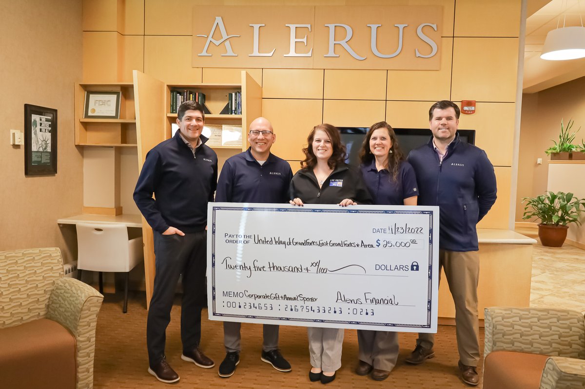 We are so grateful to have the support of Alerus Financial; one of our Annual Sponsors! Their donation of $25,000 is helping build a bright future in our community!  🤝💙