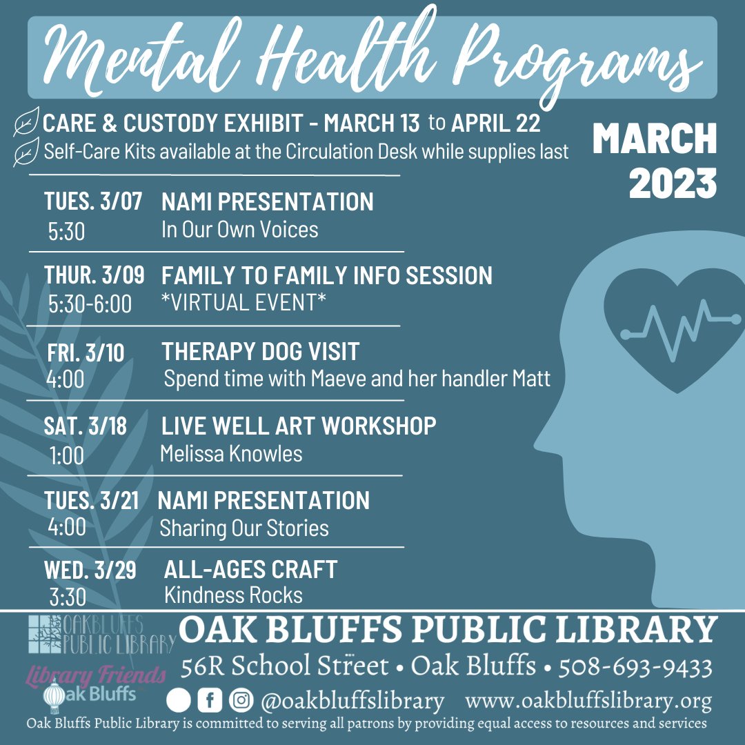 IlluminateOB's tweet photo. March is Full of Mental Health Programs at OB Library - https://t.co/flVxhFvQp8 https://t.co/5NcRxpXGvn