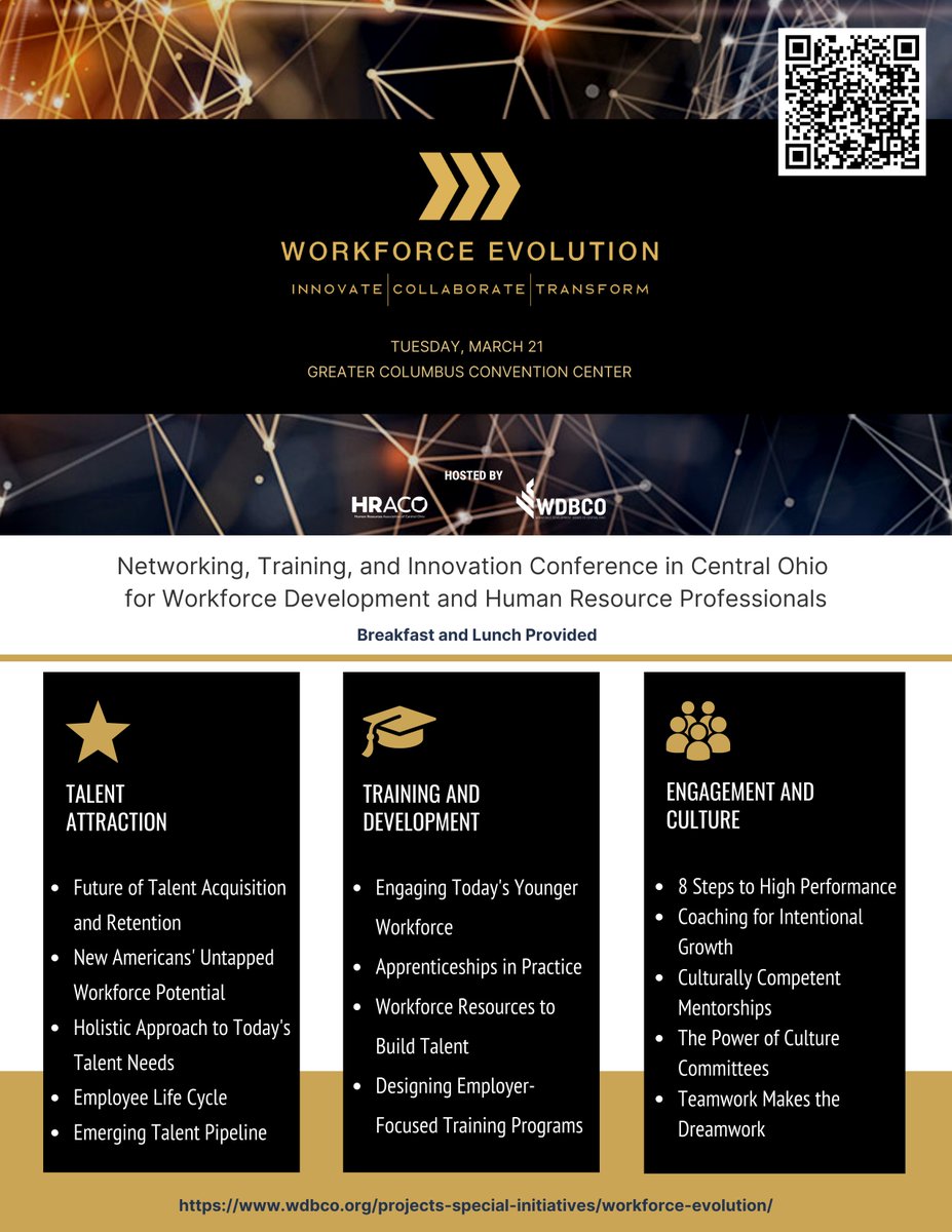 Only 3 weeks until Workforce Evolution! These 14 sessions led by  workforce experts will help drive effective partnerships to collectively deepen Central Ohio's talent pools across industries. 

Tickets:  wdbco.org/projects-speci…

Hosted by @OfficialHRACO and <a href="/WDBCentralOhio/">WDBCentralOhio</a>