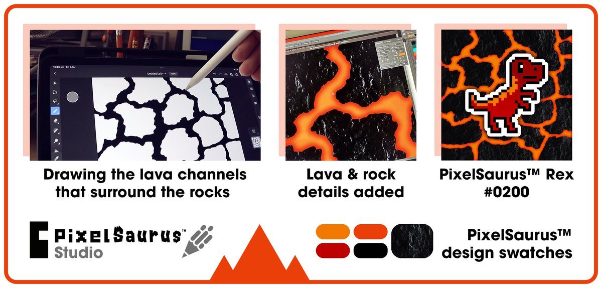 PixelSaurus's tweet photo. Today's PixelSaurus™ Studio looks back at our 'lava' design from the PixelSaurus™ Rex collection! 🦖

This handmade design features rocky accents and an orange offset, two-tone glow, to give the lava effect.

PixelSaurus™ Rex #0200 [Ultra Rare]
Owner: @Realm_of_Crypto https://t.co/Y3K8p1oeSb