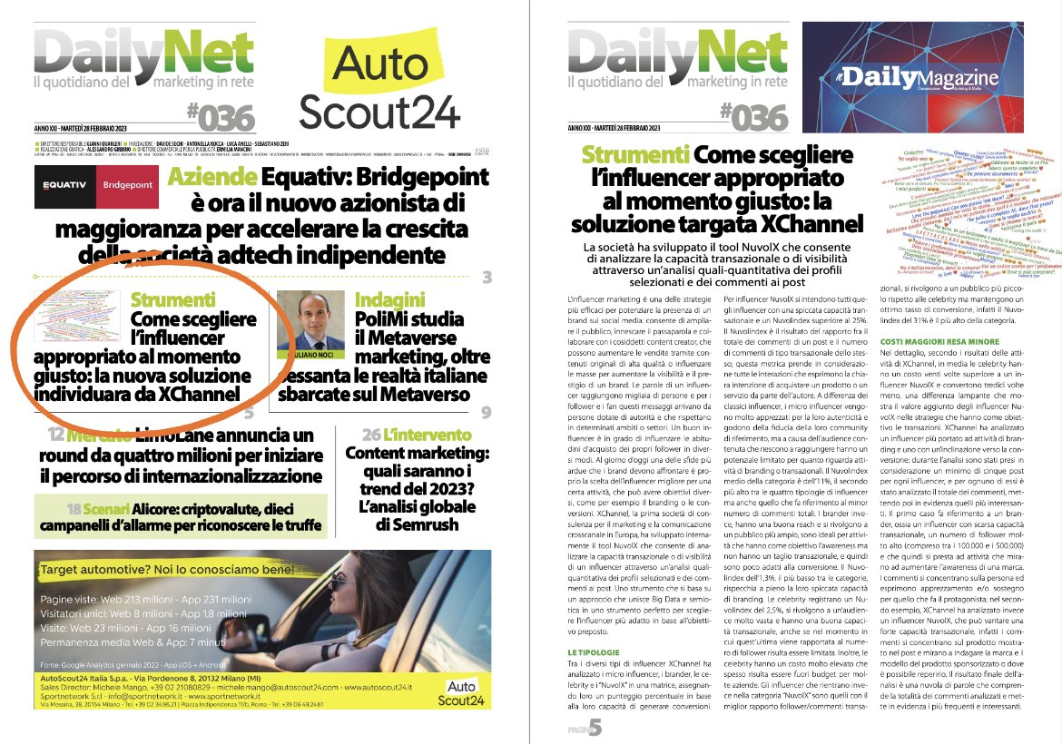 XChannelTweet's tweet image. Come scegliere il giusto #influencer per la tua strategia? 

NuvolX è il tool che ti aiuta a trovare i profili migliori su cui investire. 

Leggi il nostro articolo su #DailyNet e contattateci su info@xchannel-consulting.com per un approfondimento.