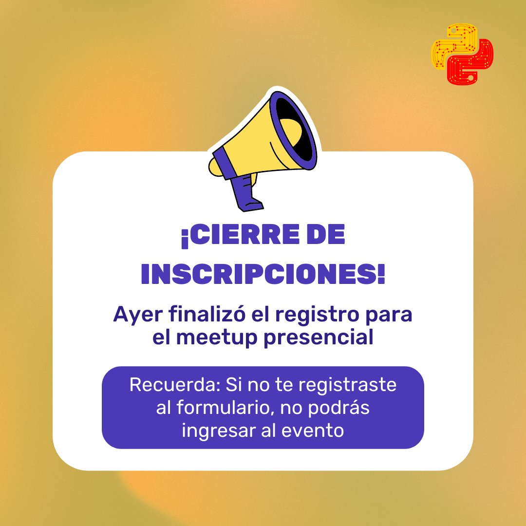 pythonbogota's tweet image. ¡Hola a todos!

Ayer finalizó el registro para participar en el meetup presencial que se llevará a cabo mañana miércoles 1 de marzo.

Pronto organizaremos un nuevo evento en el cual puedas participar.