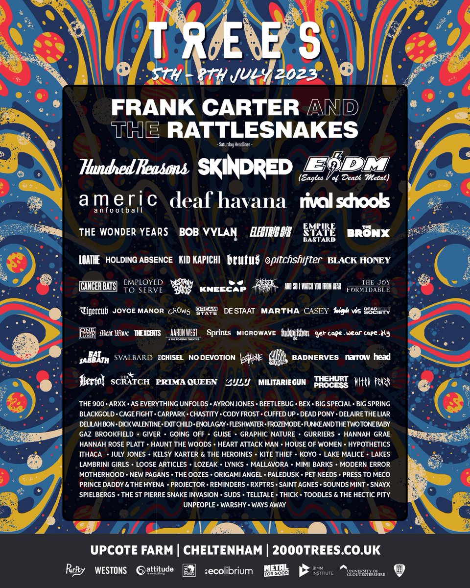 2000trees Festival (@2000trees) on Twitter photo 🌳 SURPRISE!!! <a href="/americfootball/">American Football</a>, <a href="/EODMofficial/">EaglesOfDeathMetal</a>, <a href="/electric6/">Electric Six</a>, <a href="/employedtoserve/">Employed To Serve</a>, <a href="/destroyboysband/">DESTROY BOYS</a>, <a href="/KNEECAPCEOL/">KNEECAP</a>, <a href="/joyformidable/">joyformidable</a>, <a href="/tigercub/">Tigercub</a>, <a href="/KublaiKhanTX/">Kublai Khan TX</a>, <a href="/destaat/">De Staat</a>, <a href="/forgetcape/">getcapewearcapefly</a>, and looooads more are joining the 2000trees 2023 lineup.
🎟️ bit.ly/TREES23 🌳 SURPRISE!!! <a href="/americfootball/">American Football</a>, <a href="/EODMofficial/">EaglesOfDeathMetal</a>, <a href="/electric6/">Electric Six</a>, <a href="/employedtoserve/">Employed To Serve</a>, <a href="/destroyboysband/">DESTROY BOYS</a>, <a href="/KNEECAPCEOL/">KNEECAP</a>, <a href="/joyformidable/">joyformidable</a>, <a href="/tigercub/">Tigercub</a>, <a href="/KublaiKhanTX/">Kublai Khan TX</a>, <a href="/destaat/">De Staat</a>, <a href="/forgetcape/">getcapewearcapefly</a>, and looooads more are joining the 2000trees 2023 lineup.
🎟️ bit.ly/TREES23