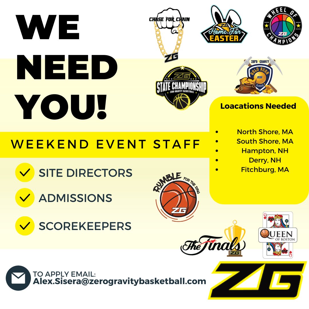 AlexS_ZG's tweet photo. WE ARE STILL HIRING: SITE DIRECTORS, ADMISSIONS & SCOREKEEPERS! 🚨
To Apply Email 👇
📧Alex.Sisera@zerogravitybasketball.com https://t.co/FweOzb4NR7