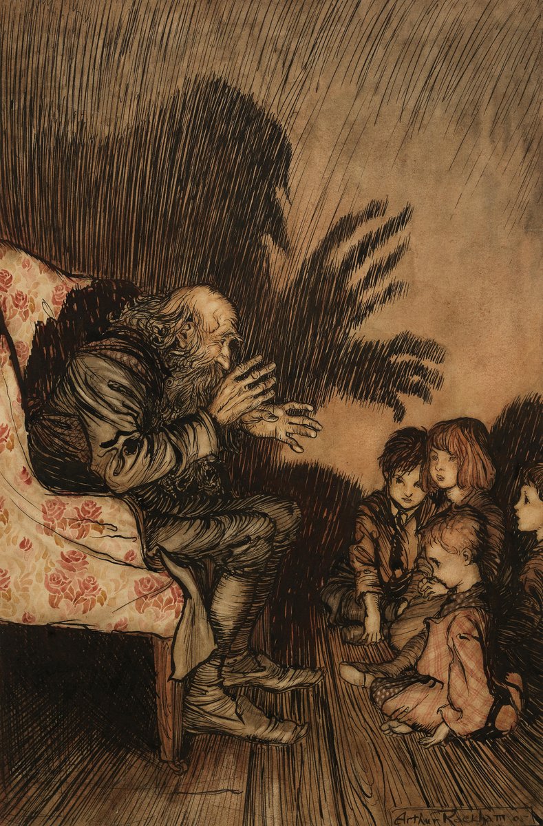 Arthur Rackham RWS - one of the leading literary figures during the Golden Age of British book illustration. His work is noted for its robust use of pen and ink, which was often beautifully combined with watercolour.
#thattick #loveart #arthurrackham #illustration