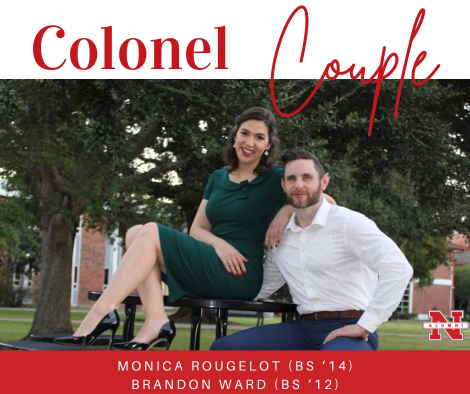 AlumniNicholls's tweet photo. Our #ColonelCouple is Monica Rougelot (BS ‘14) and Brandon Ward (BS ‘12)❤️ https://t.co/1urzBPNUVC