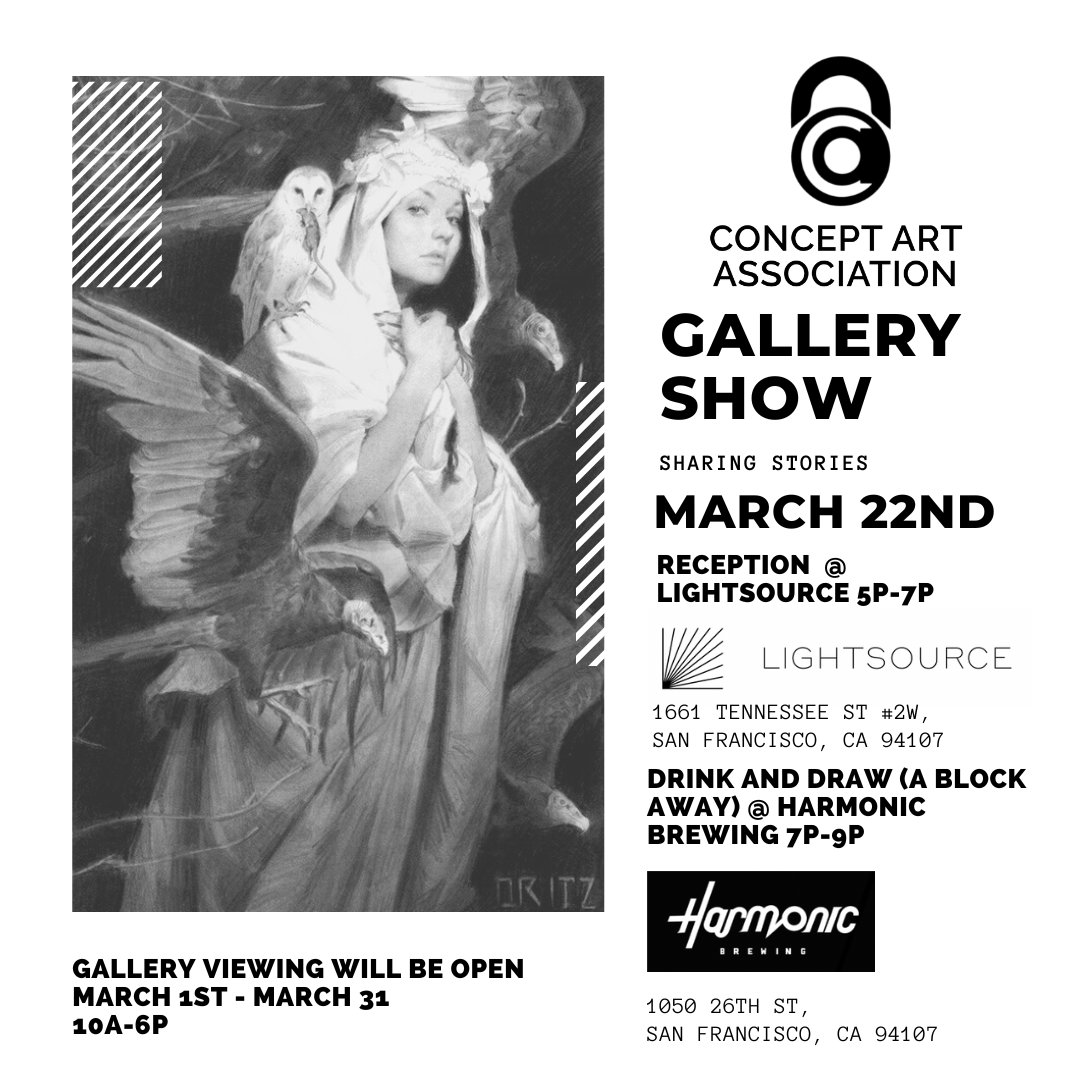 Very excited to be showcasing this piece at the #ConceptArtAssociation SF gallery show! The show opens tomorrow(!!) and runs through March 31st with a Party (and Drink &amp; Draw) during GDC on March 22nd!

If you're in the bay area or passing through for GDC, come say hi!