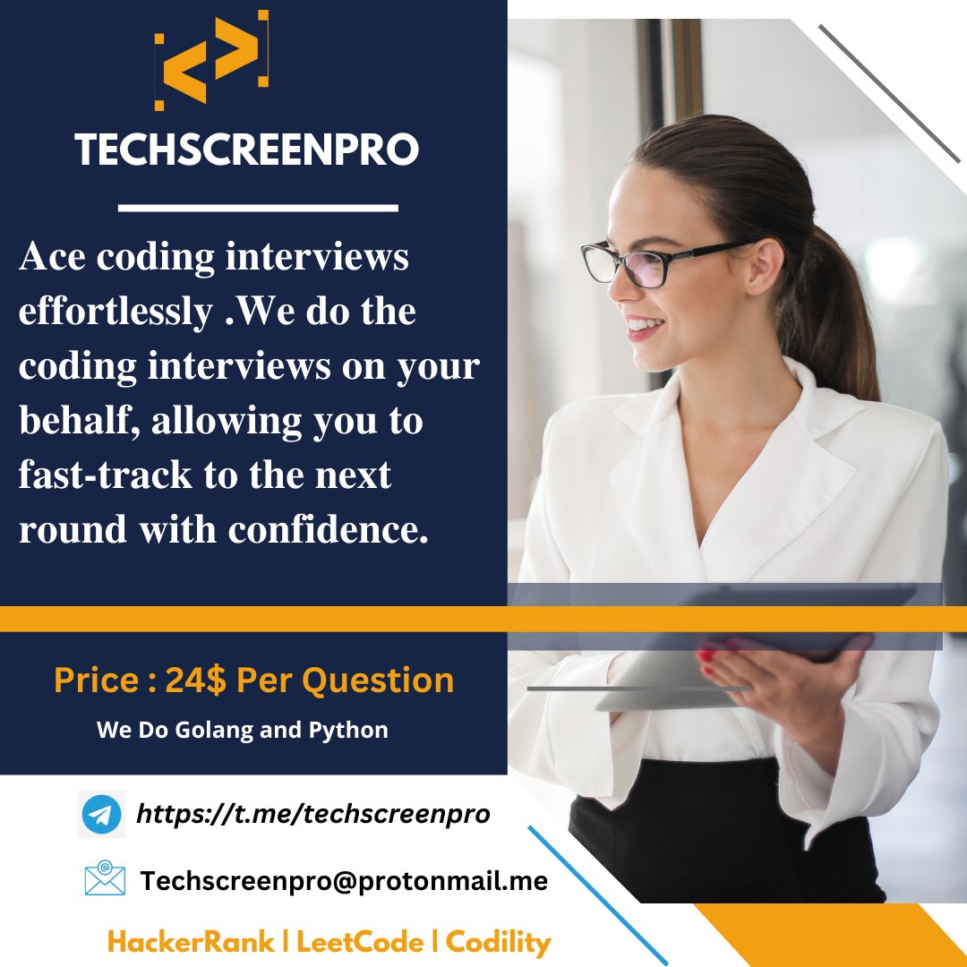 TechScreenPro's tweet image. We understand that coding tests can be complex and time-consuming, which is why we offer coding services that allow you to concentrate on the important things. We'll do the coding on your behalf so that you can focus on showcasing your expertise and skills. #coding #codingtest