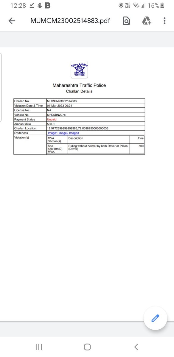 JaiminParikh4's tweet photo. @MTPHereToHelp wrong challan done the image in challan is for Bike number - MH05BN2678. https://t.co/K3MO8kIE6s
