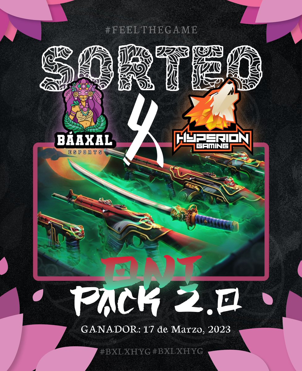 Sorteo BXL x HYG | 🟣🟠

El día de hoy Báaxal Esports y Hyperion Gaming se unen para traerles el sorteo de un pack Oni 2.0

Requisitos:

-Seguir a <a href="/baaxalesports/">Báaxal Esports</a> y @hyperion_gamin6 
-❤️ a la publicación 
-RT
-Etiquetar a 2 amigos 

Ganador 17 de Marzo
Buena Suerte 🍀