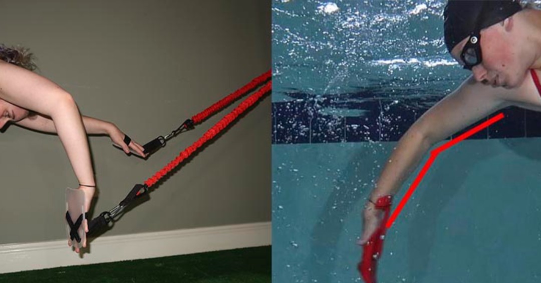 The Fingertip Paddle is essiential when using Stretch Cords in Dryland. If you are just using a handle the swimmer is NOT engaging the correct muscle in the right order because there is no pressure on the fingertips.