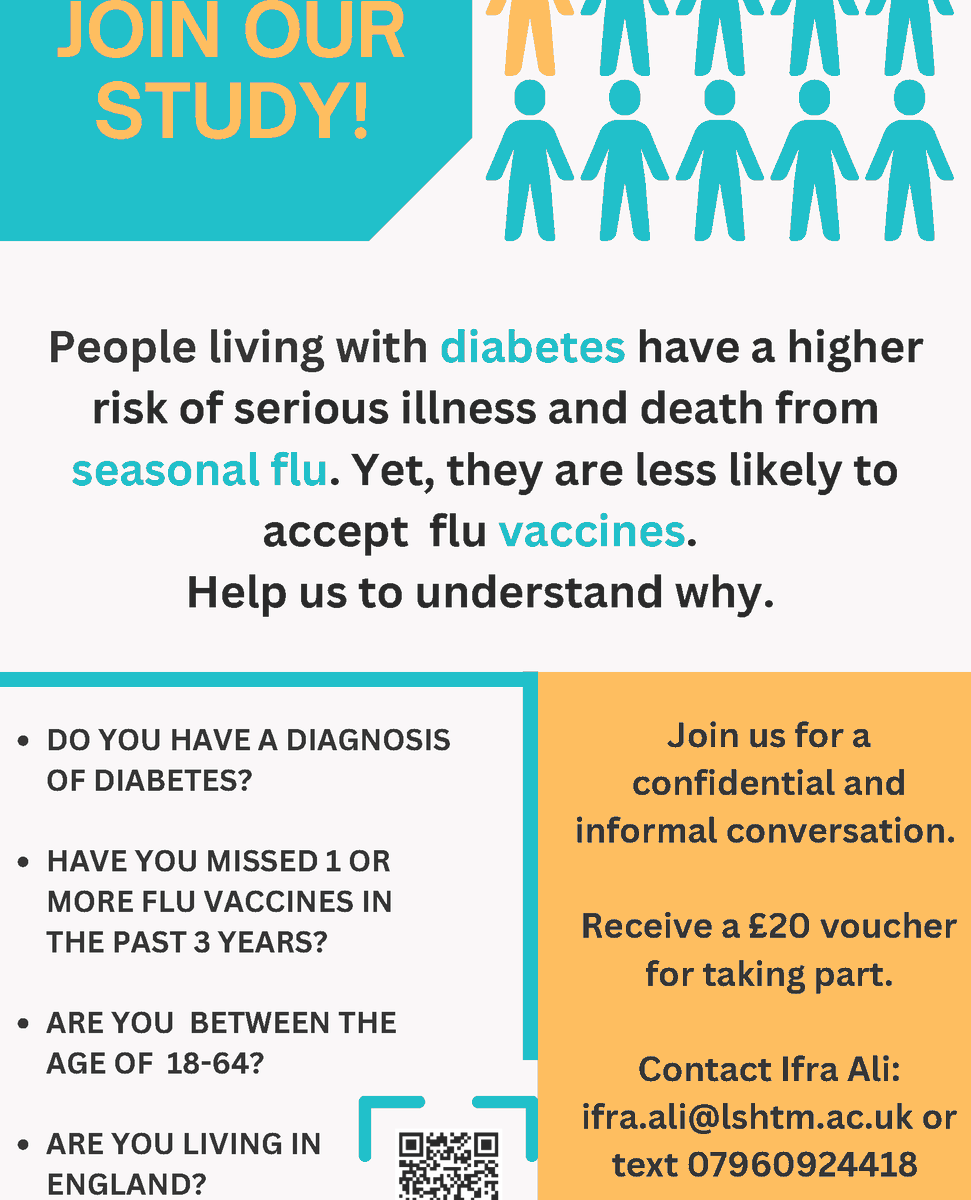 Do you live with #diabetes, but have not had a #fluvaccine in the last 3 or more years ❓️

The London School of Hygiene &amp; Tropical Medicine <a href="/LSHTM/">London School of Hygiene & Tropical Medicine</a> would like to hear your views. 💬

Get in touch to take part: tinyurl.com/2vhvrdbk