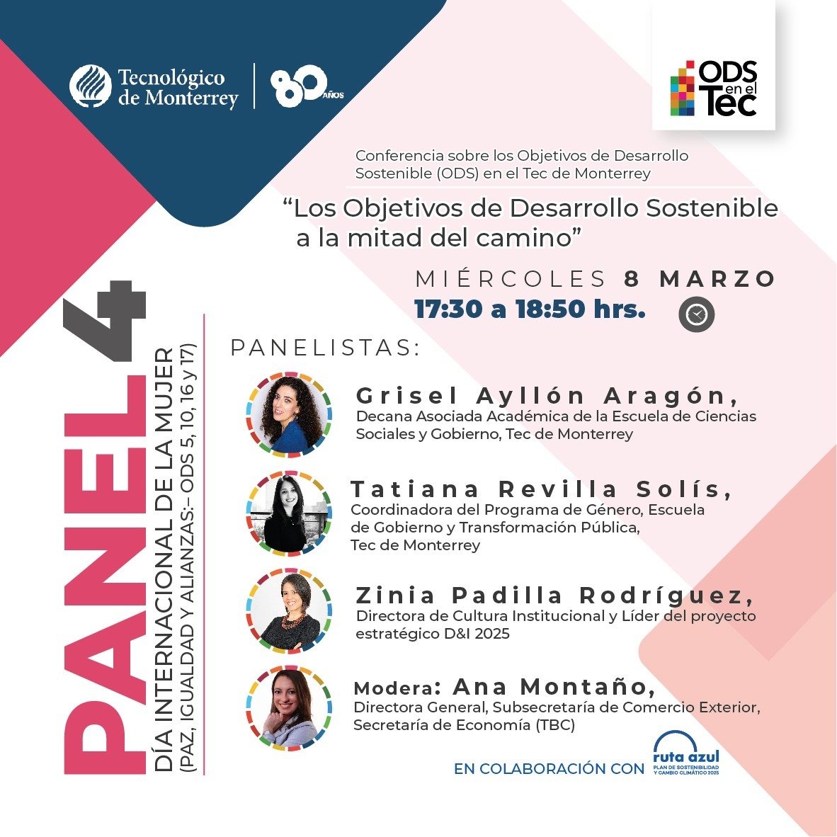 miguelrcabanas's tweet image. Conferencia #ODSenelTec 
Panel 4: Día Internacional de la Mujer, con @GriAyllon, @TatianaRevilla y @ziniapadilla de @TecdeMonterrey @EGobiernoyTP. Modera @AnaMontano de @SE_mx  
📅 8mar 17:30 hrs.(CDMX)
💻Reg. virt: shorturl.at/oGKN8 
👥Reg. pres: bit.ly/3lV8v2V