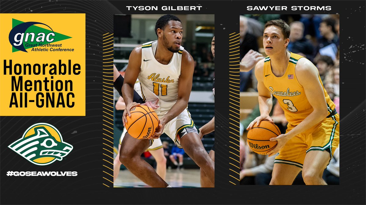 UAA Seawolves (@uaaseawolves) on Twitter photo Congrats to Sawyer Storms & <a href="/Tyson_Gilbert11/">Tyson Gilbert</a> on today's <a href="/GNACsports/">GNAC Sports</a> recognition. Looking forward to a big 2023-24 from them and the rest of <a href="/UAAMBB/">UAA Men's Basketball</a>.
goseawolves.com/news/2023/2/28…
<a href="/uaanchorage/">UAA</a> <a href="/AKSportsReport/">Alaska Sports Report</a> <a href="/sportsadn/">Sports at ADN</a> <a href="/KTUUSports/">Alaska's News Source Sports</a> <a href="/Division2Hoops/">Division 2 Basketball 🏀</a> Congrats to Sawyer Storms & <a href="/Tyson_Gilbert11/">Tyson Gilbert</a> on today's <a href="/GNACsports/">GNAC Sports</a> recognition. Looking forward to a big 2023-24 from them and the rest of <a href="/UAAMBB/">UAA Men's Basketball</a>.
goseawolves.com/news/2023/2/28…
<a href="/uaanchorage/">UAA</a> <a href="/AKSportsReport/">Alaska Sports Report</a> <a href="/sportsadn/">Sports at ADN</a> <a href="/KTUUSports/">Alaska's News Source Sports</a> <a href="/Division2Hoops/">Division 2 Basketball 🏀</a>