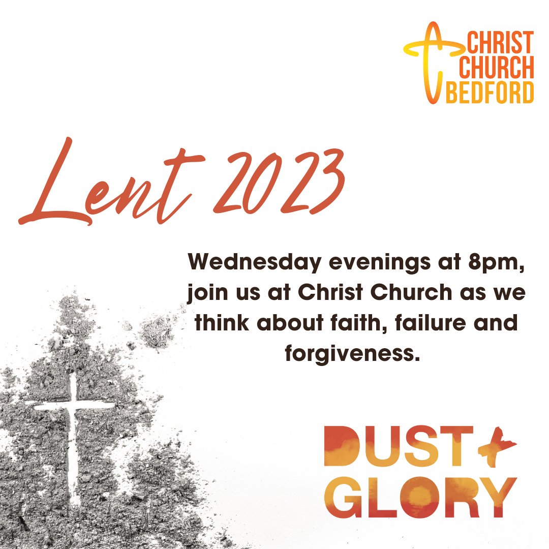 Wednesday evening we have the first of our Lent gatherings. Doors from 7.45pm for tea and coffee. It's also live streamed on our YouTube channel. #DustandGlory
