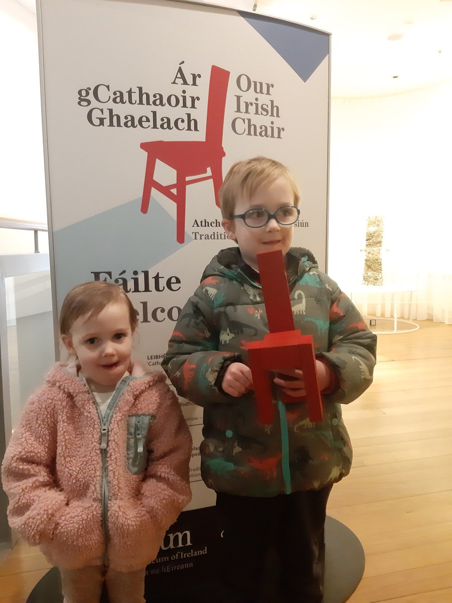 bbarclay9's tweet image. Coen, age 6 from Castlebar, is a huge fan of the Our Irish Chair exhibition @NMIreland-Country Life #Mayo. Today he came in to show us his "mini chume" (Tuam) Chair. Made my day.