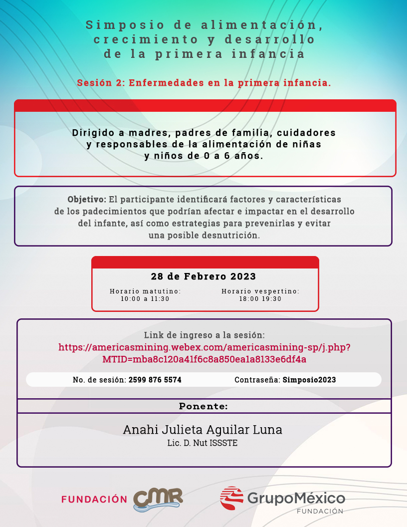 No te pierdas hoy nuestro #simposio "Alimentación, crecimiento y desarrollo de la primera infancia" en colaboración con <a href="/FundacionGM/">FundaciónGrupoMéxico</a> .

Únete al simposio :
🌐 lnkd.in/eemqWCGJ
📅28 de febrerro de 2023
⏰ Sesión 1: 10:00 AM | 11:30 AM
⏰ Sesión 2: 6:00 PM | 7:30 PM