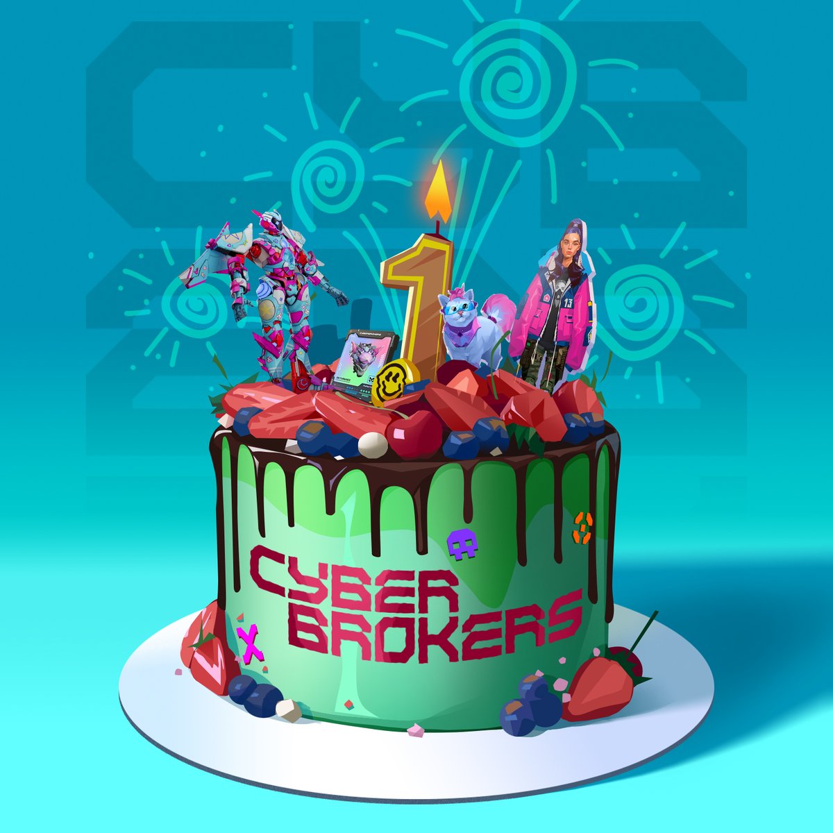 Who's ready to party?🎉To celebrate our birthday, we're hosting a 4-day extravaganza.

🔥Pixie Bolt AI V2: LIVE NOW
🎈"Birthday Suit" Dress-up Layers: Wed, 3/1
🎁First-ever CyberBrokers Accolades Drop: Thurs, 3/2
🎂Birthday Party Livestream (&amp; Pixel Brokers!): Fri, 3/3 at 10AM CT