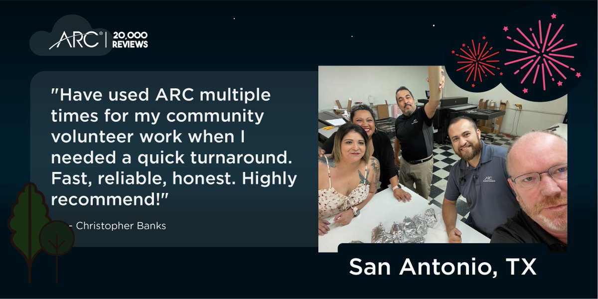 ARC Doc Solutions (@arcdocsolutions) on Twitter photo Meet a few of our friends from our #SanAntonio team! We are celebrating 20,000 reviews by planting 1,000 trees with <a href="/onetreeplanted/">One Tree Planted</a>
Read more reviews here: hubs.la/Q01DGKP70
#thankyou #teamwithARC #20000 Meet a few of our friends from our #SanAntonio team! We are celebrating 20,000 reviews by planting 1,000 trees with <a href="/onetreeplanted/">One Tree Planted</a>
Read more reviews here: hubs.la/Q01DGKP70
#thankyou #teamwithARC #20000